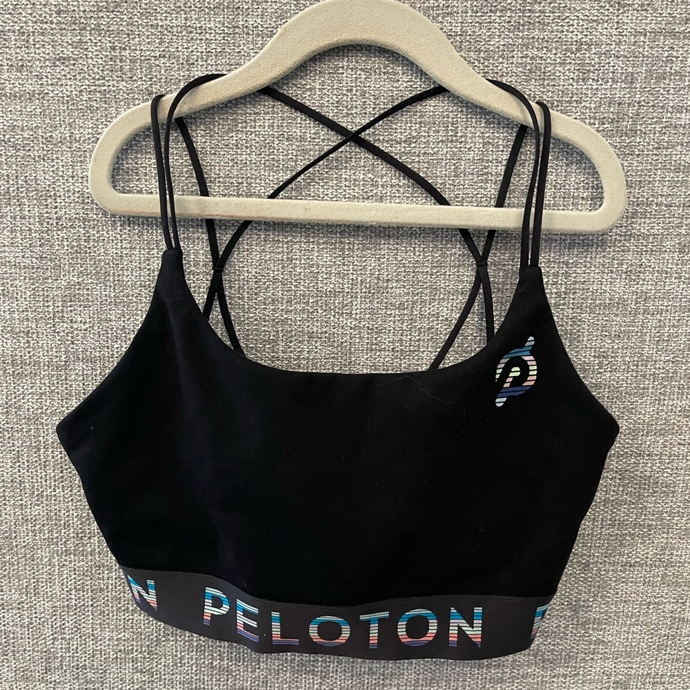Peloton Black and Blue Strappy Sports Bra